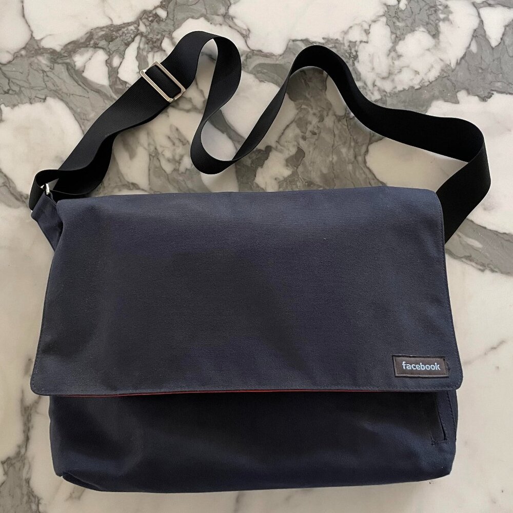 Jack Spade facebook messenger bag / cross body bag navy blue and orange